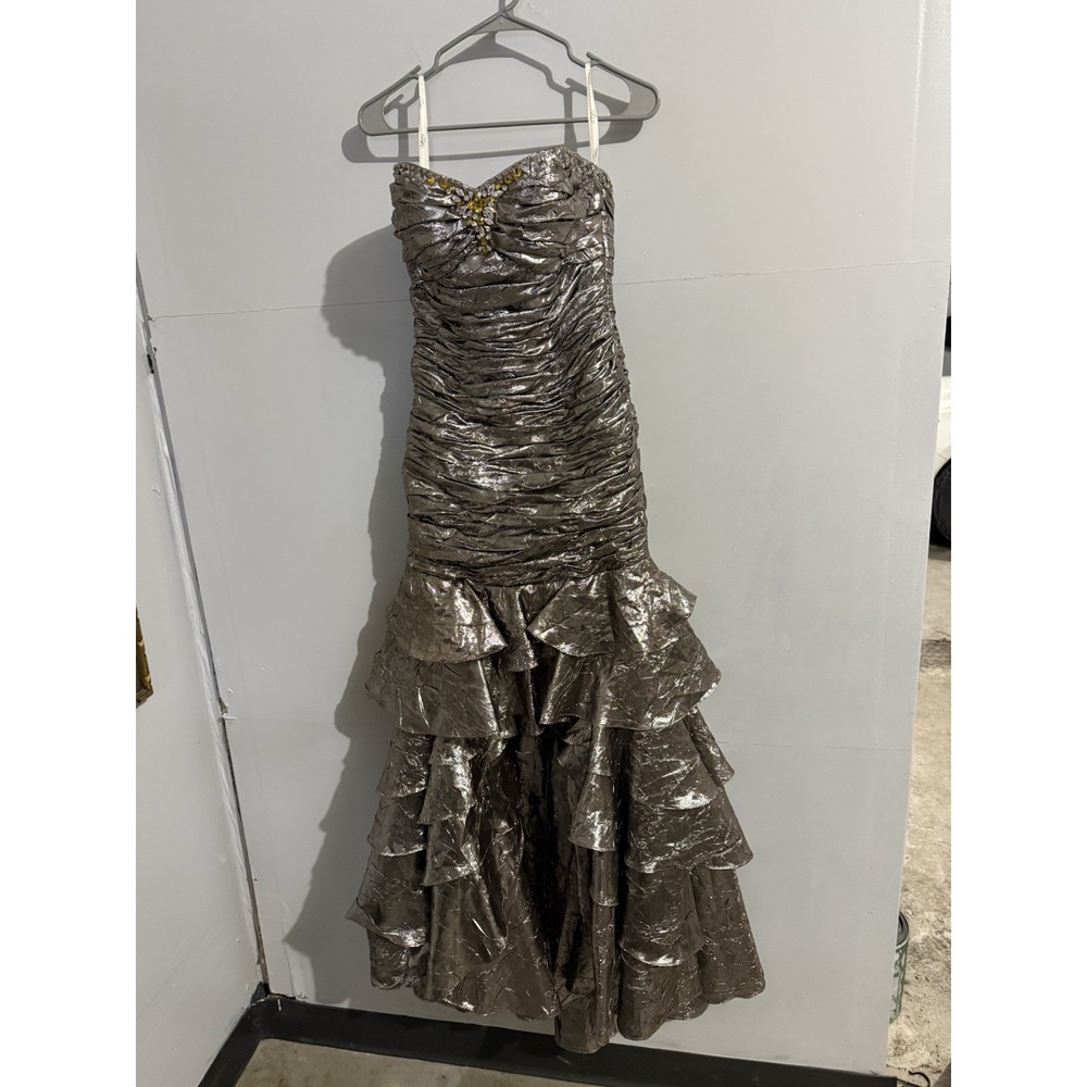 Vintage Tiffany Designs 80s Metallic High Low Prom Dress Size 6
